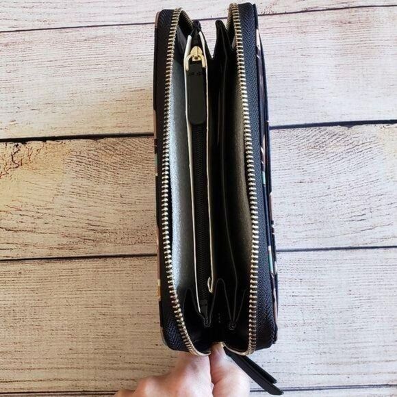 Kate Spade Large Dawn Paper Rose Floral Print Continental Zip Around Wallet - Picture 8 of 13